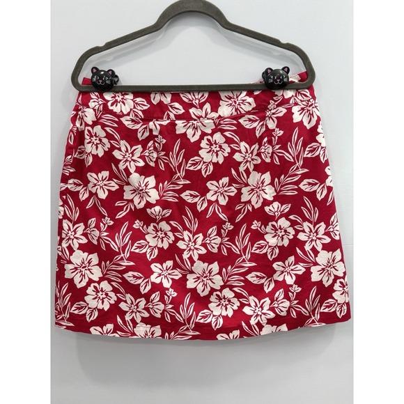 Jennifer Moore Red Floral Wrap Skort Women's Size 12 Hawaiian Resort - Picture 3 of 12